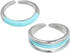 Hemoton Pcs Blue Line Ring Silver Stackable Jewelry Open Ring for Women Fashion Jewelry