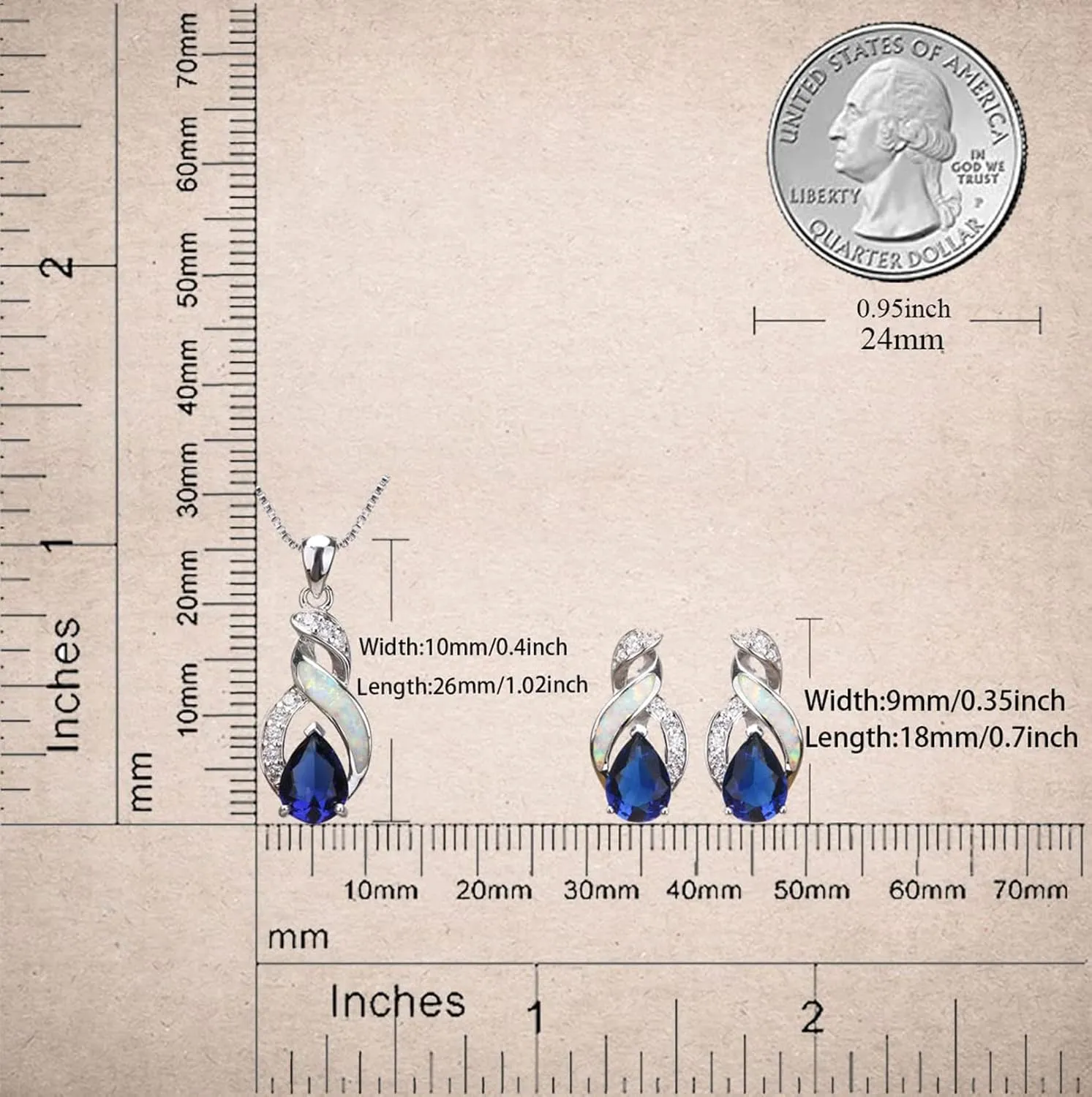 Hermosa Jewelry Sets Australian Created Opal Necklace Earrings Mother's Day Gifts Jewelry for Mom