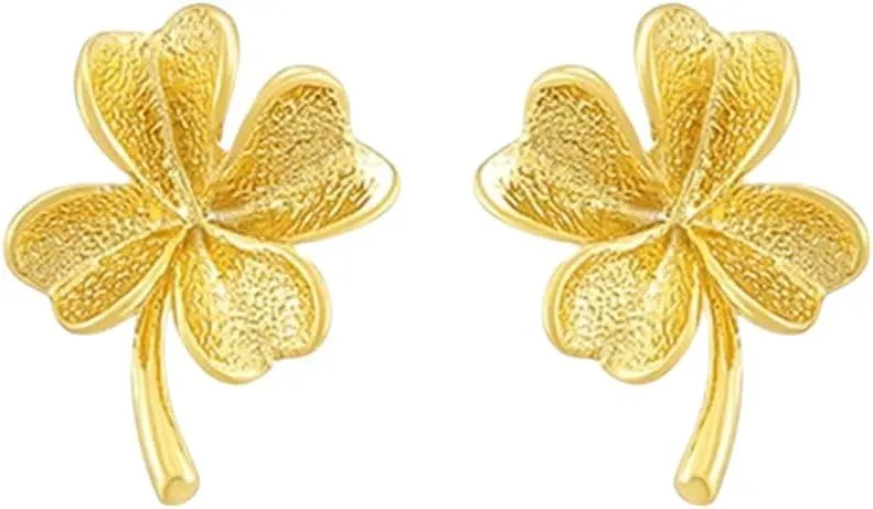 High-End Jewelry 24K Gold-Plated Stud Lucky Earrings For Women's Glamour Jewelry Gift