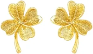 High-End Jewelry 24K Gold-Plated Stud Lucky Earrings For Women's Glamour Jewelry Gift