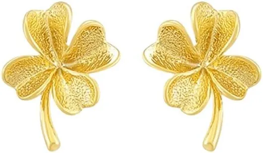 High-End Jewelry 24K Gold-Plated Stud Lucky Earrings For Women's Glamour Jewelry Gift