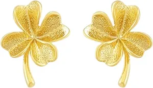High-End Jewelry 24K Gold-Plated Stud Lucky Earrings For Women's Glamour Jewelry Gift
