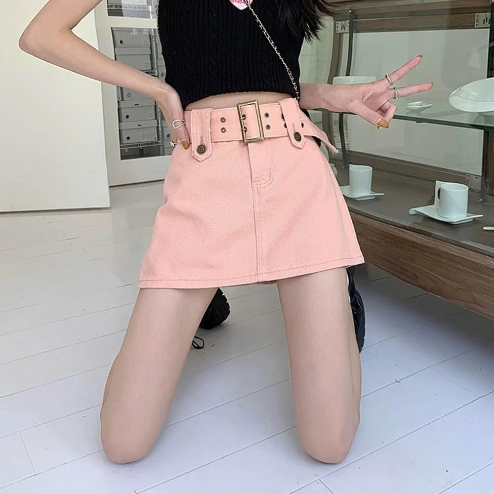 High Waisted Spicy Girl Skirt, Denim A-line Skirt, Short Stature, Slimming and Hip Hugging Skirt