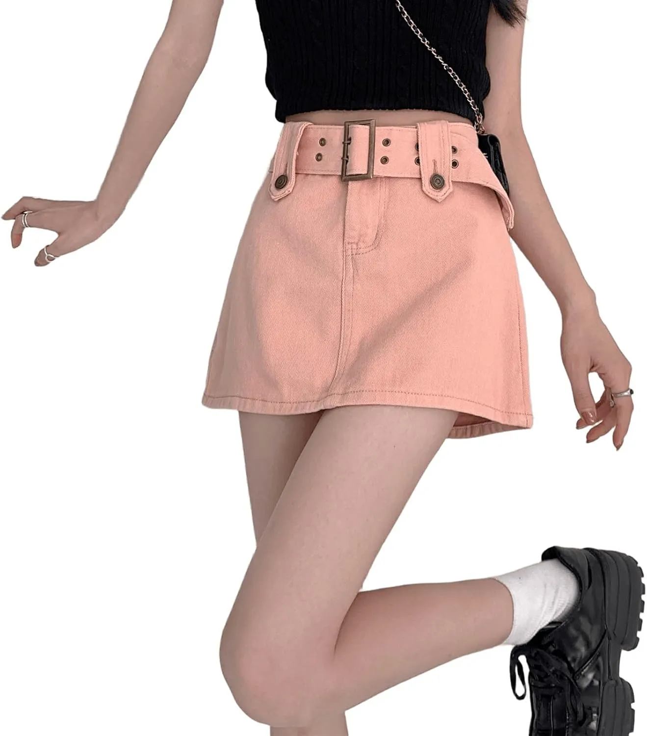 High Waisted Spicy Girl Skirt, Denim A-line Skirt, Short Stature, Slimming and Hip Hugging Skirt
