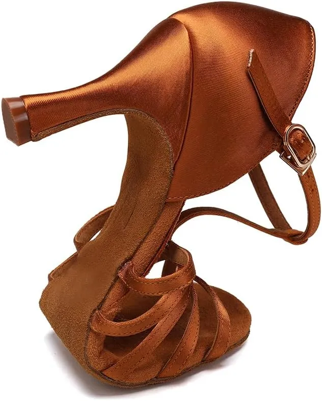 HIPPOSEUS Women's T Strap Latin Ballroom Dance Shoes Open Toe Tango Salsa Practice Dancing Shoes Suede Sole