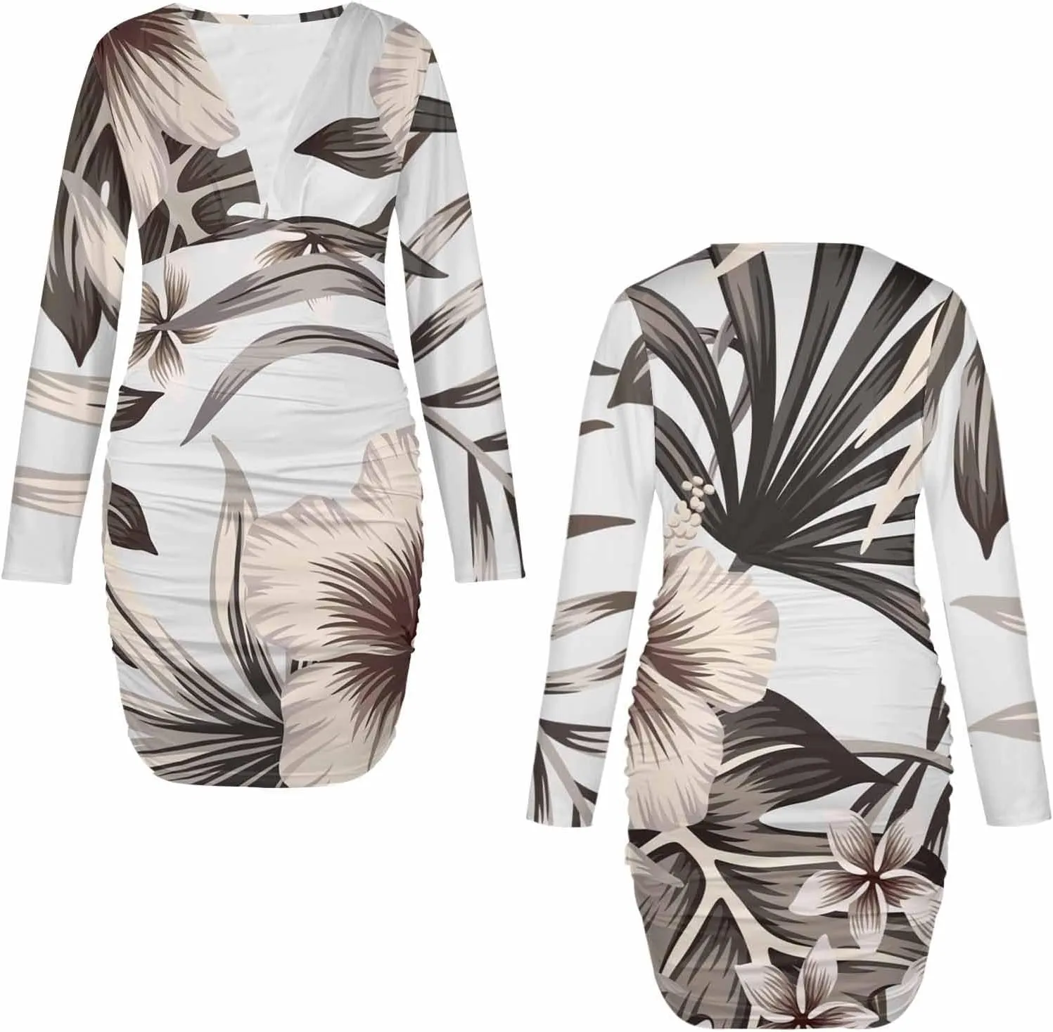 Homecoming Dresses 2024 Tropical Palm Leaves and Flower Women's Bodycon Dresses Printed Long Party Club Dress