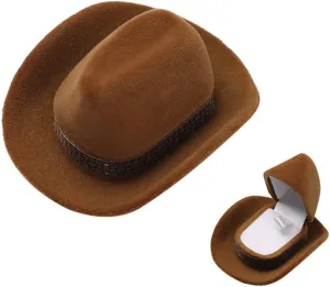 HomeSoGood Creative Cowboy Hat Jewelry Box Western Cowboy Hat Jewelry Box Velvet Jewelry Ring Box Valentine's Day Gift Wedding Party Necklace Box(Brown)(B14)