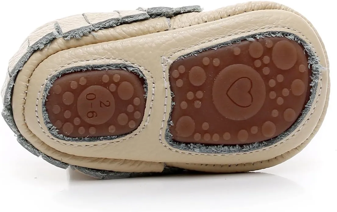 HONGTEYA Leather Baby Moccasins Hard Soled Tassel Crib Toddler Shoes for Boys and Girls??