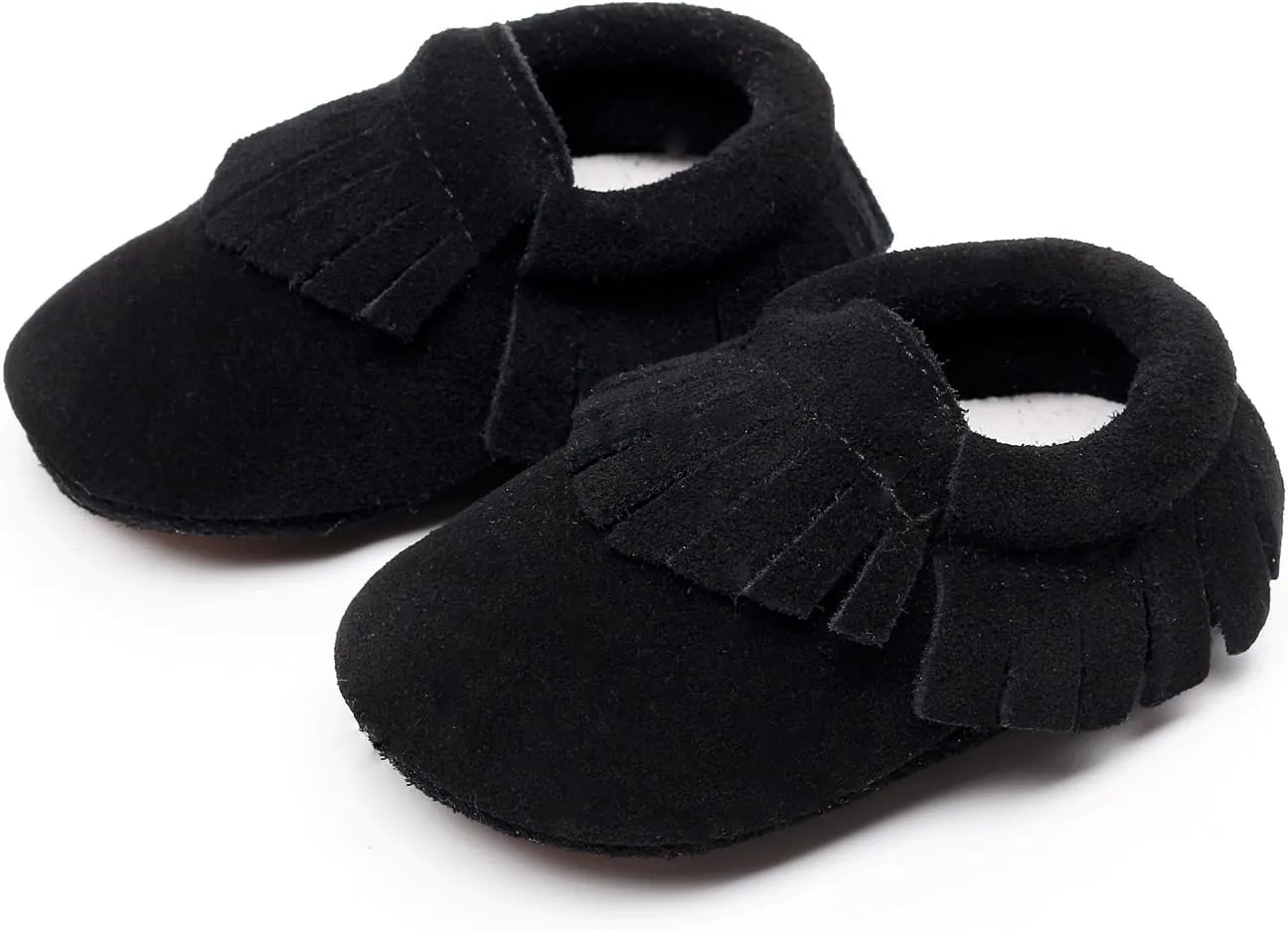 HONGTEYA Leather Baby Moccasins Hard Soled Tassel Crib Toddler Shoes for Boys and Girls??