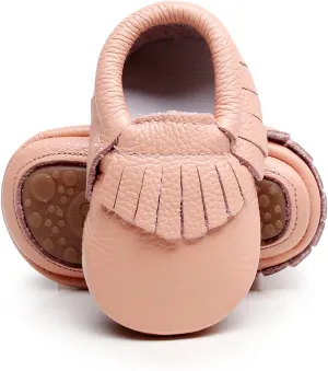 HONGTEYA Leather Baby Moccasins Hard Soled Tassel Crib Toddler Shoes for Boys and Girls??