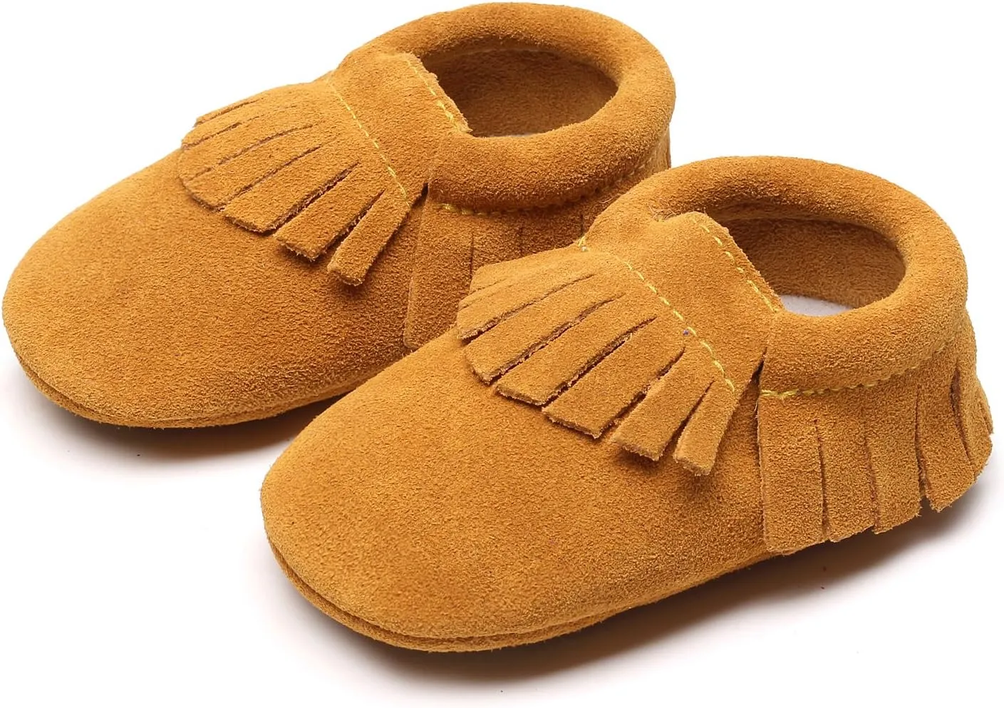 HONGTEYA Leather Baby Moccasins Hard Soled Tassel Crib Toddler Shoes for Boys and Girls??