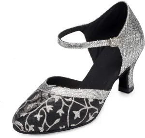 HROYL Womens Dance Shoes Ballroom Latin Salsa Tango Walts Closed Toe Party Weding Dress Shoes,ZU-QJW2001