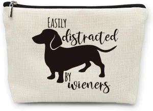 Huester Dachshund Wiener Dog Makeup Bag, Cosmetic Pouch for Dachshund Lovers, Travel Size, Women, Girls