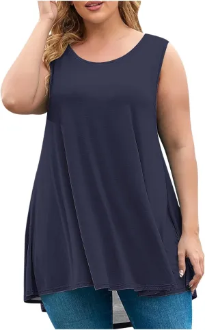Hvyesh Plus Size Tunic Tops for Women Dressy Tank Tops 2025 Plus Size Loose Fit Dressy Loose Flowy Tank Tops