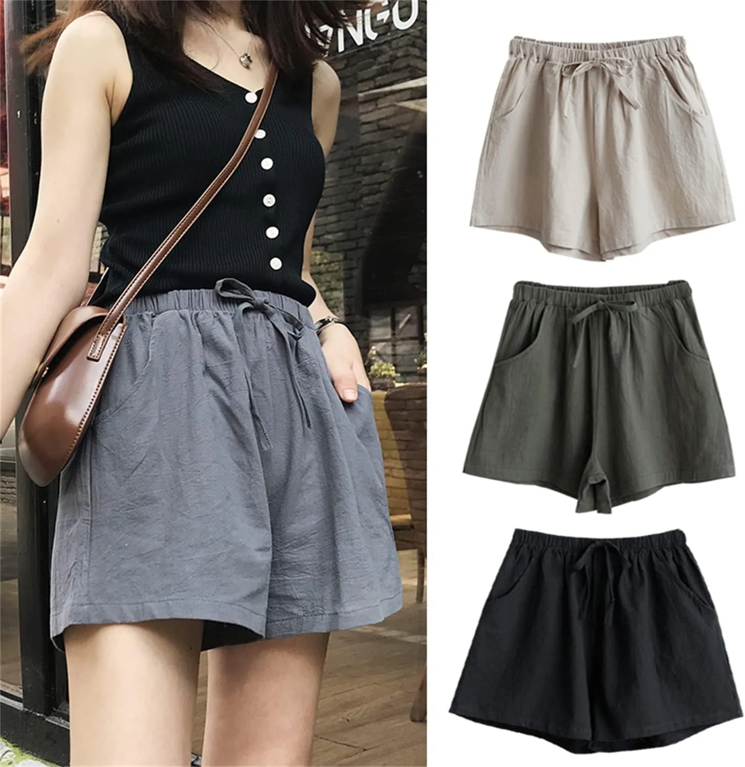 ICEGIA Women's Running Shorts Elastic High Waisted Shorts Pocket Sporty Workout Shorts Quick Dry Athletic Shorts Pants