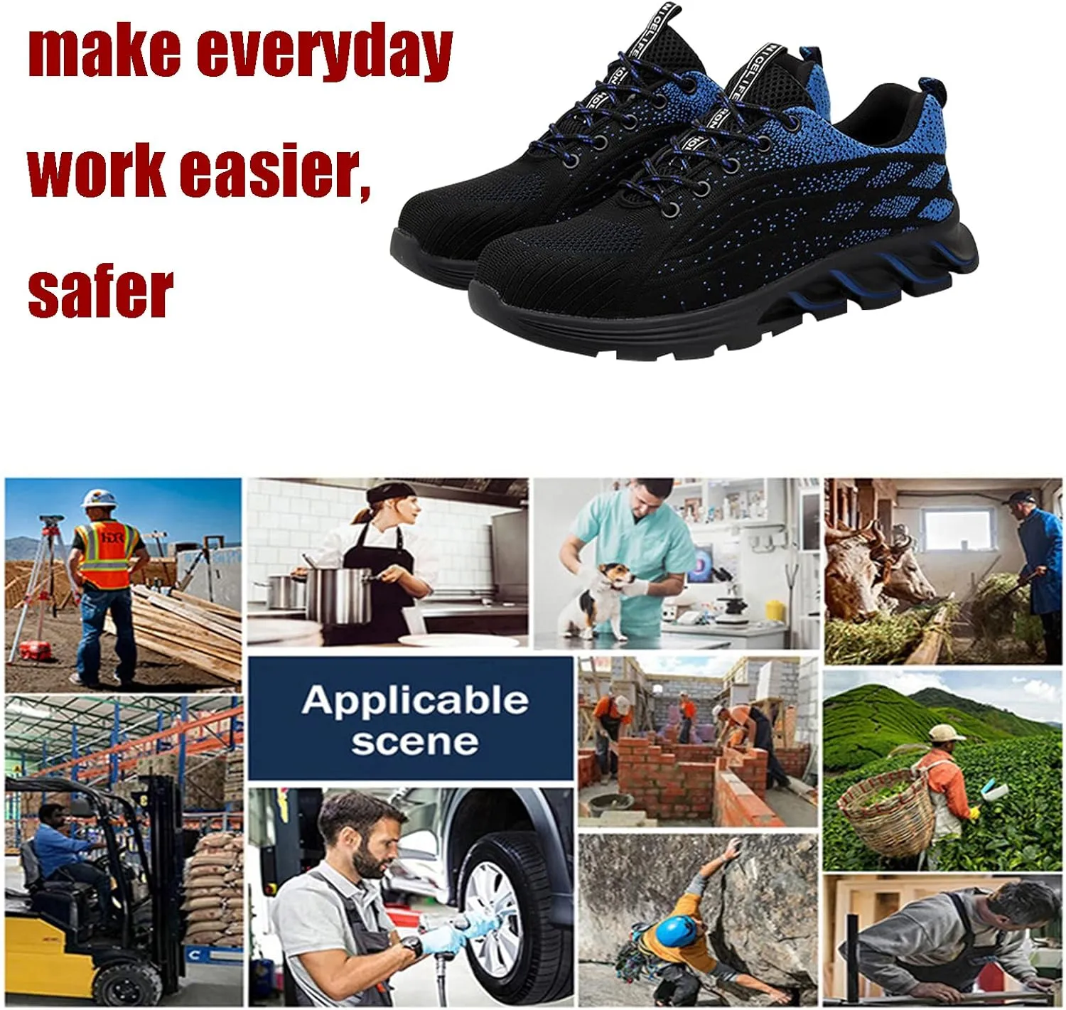 Indestructible Shoes for Women,for Industrial & Construction Site, Drivers, Factories, Kitchens, Gas Stations,