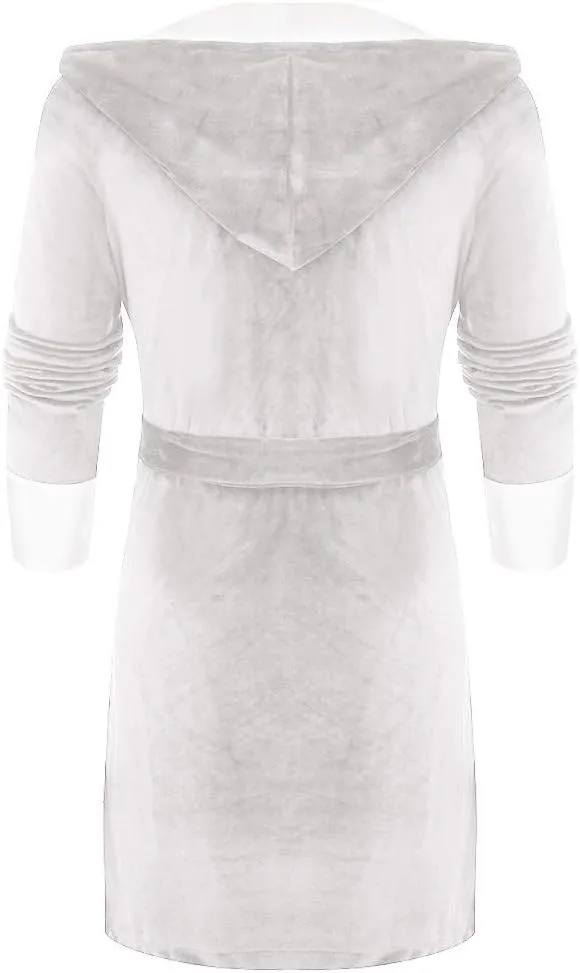 iQKA Women's Winter Plush Shawl Bathrobe Plus Size Home Clothes Long Sleeve Solid Color Comfortable Robe Coat with Belt