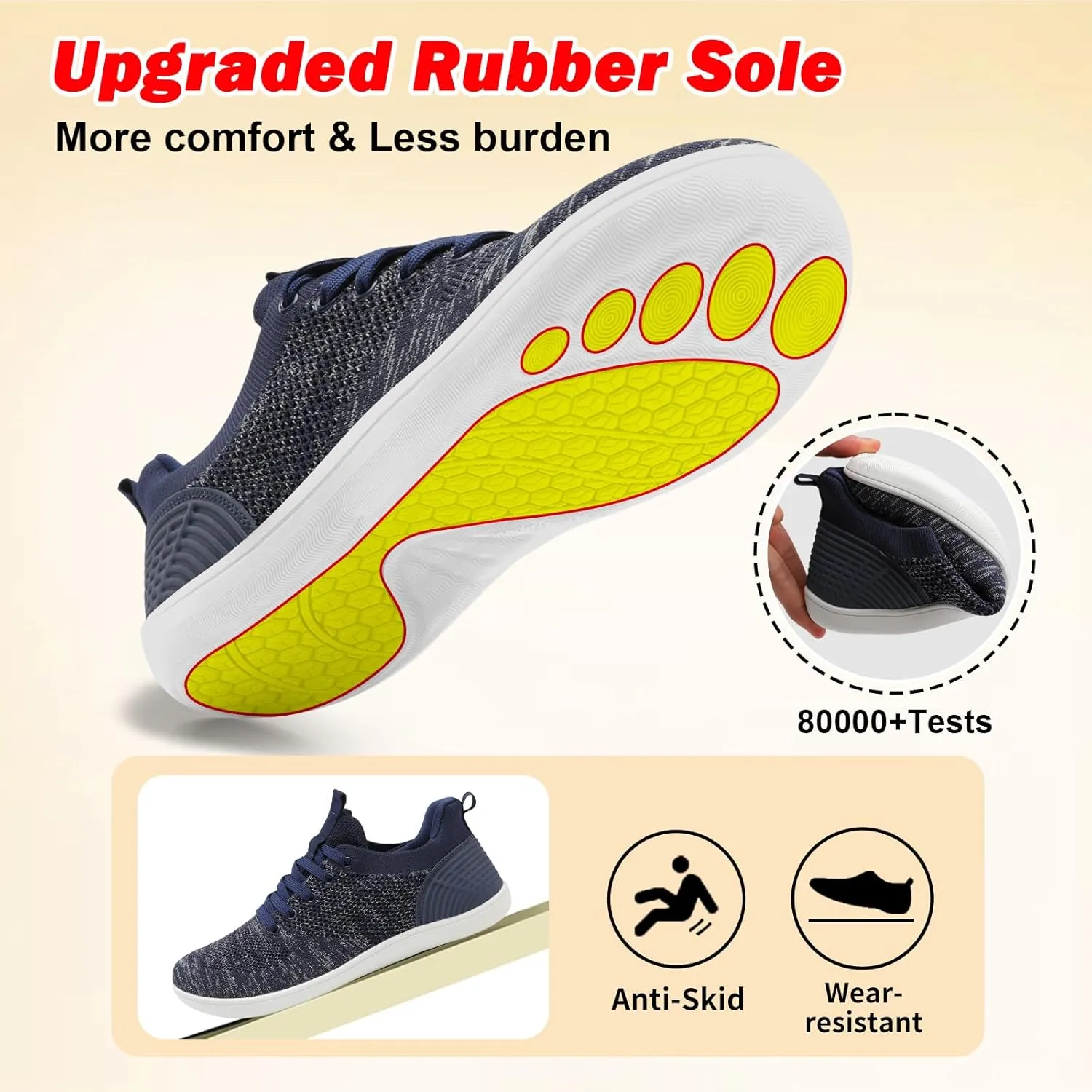 JIASUQI Men's Walking Shoes Wide Toe Sneakers with Arch Support Barefoot Shoes for Men