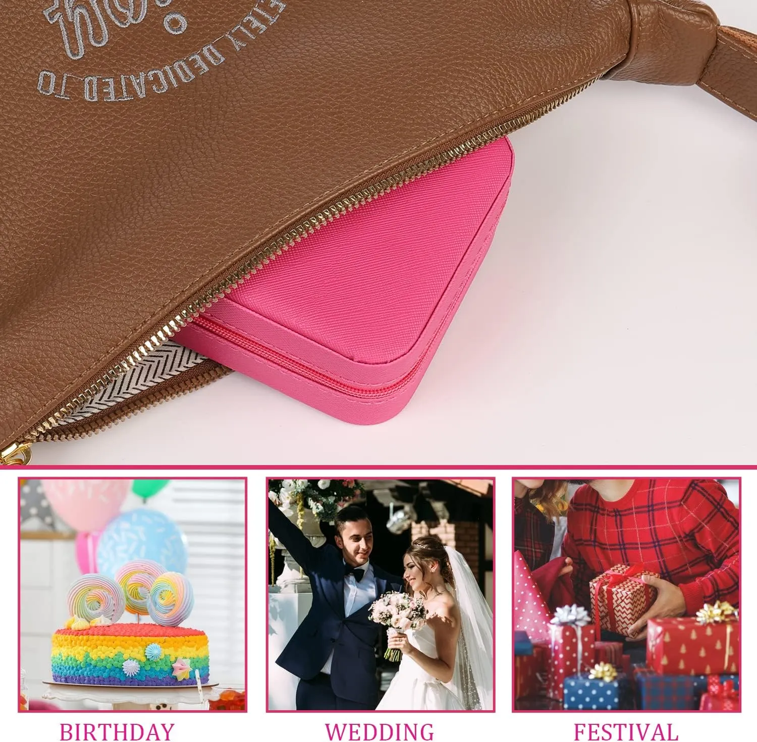 KElofoN Travel Jewelry Case & Box - Small Jewelry Organizer for Girls & Women with Mirror (Rosy)
