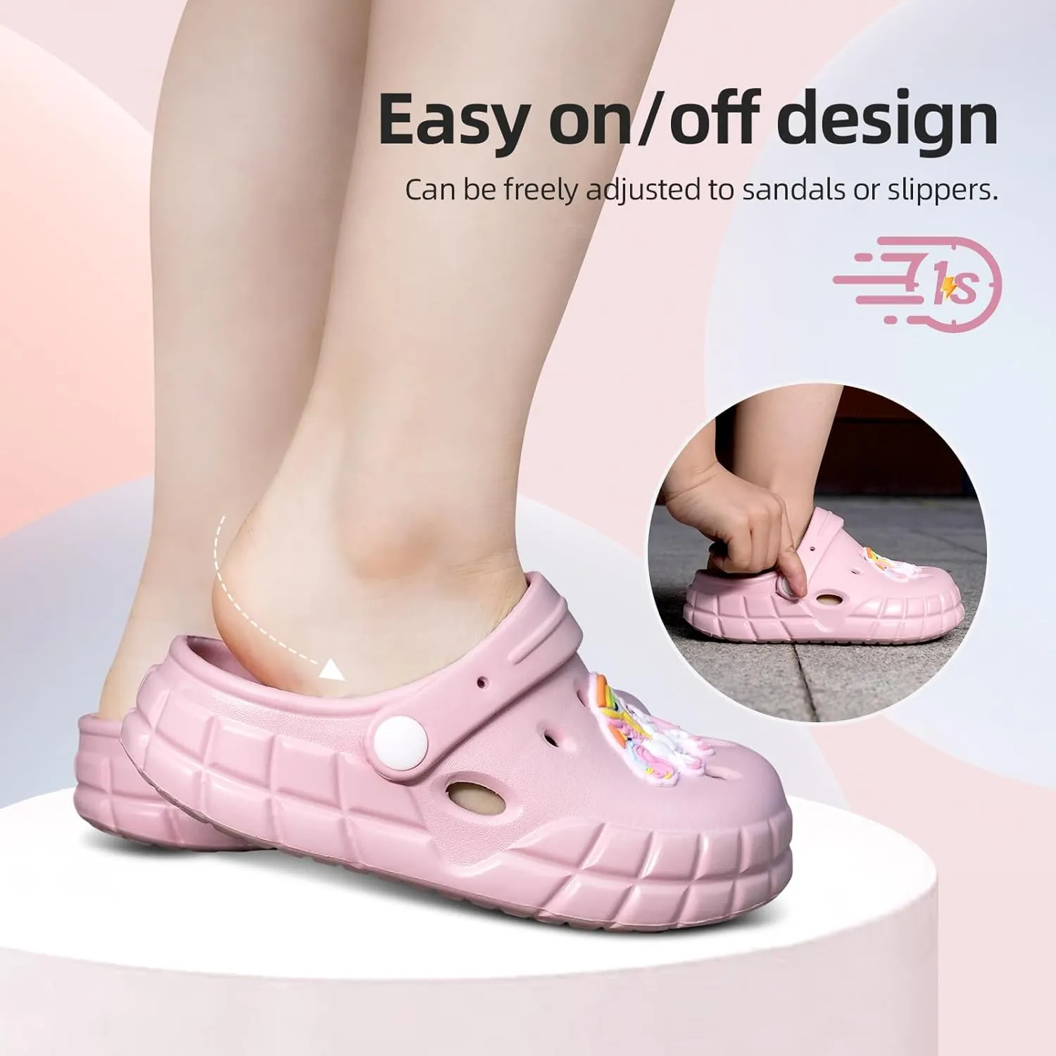 Kids Clogs for Boys Girls Lightweight Slip-On Sandals Water Shoes Beach Pool Slippers for Toddler/Little Kid