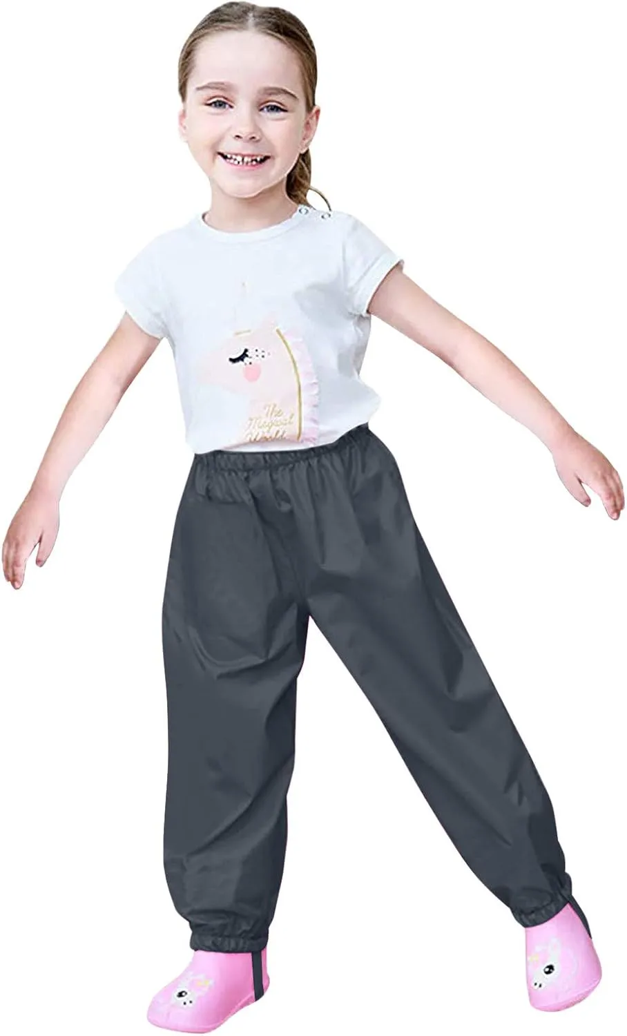 Kids Clothes Toddler Waterproof Rain Pants Dirty Proof Windbreak Cute Outwear Mud Pants for Boys Girls