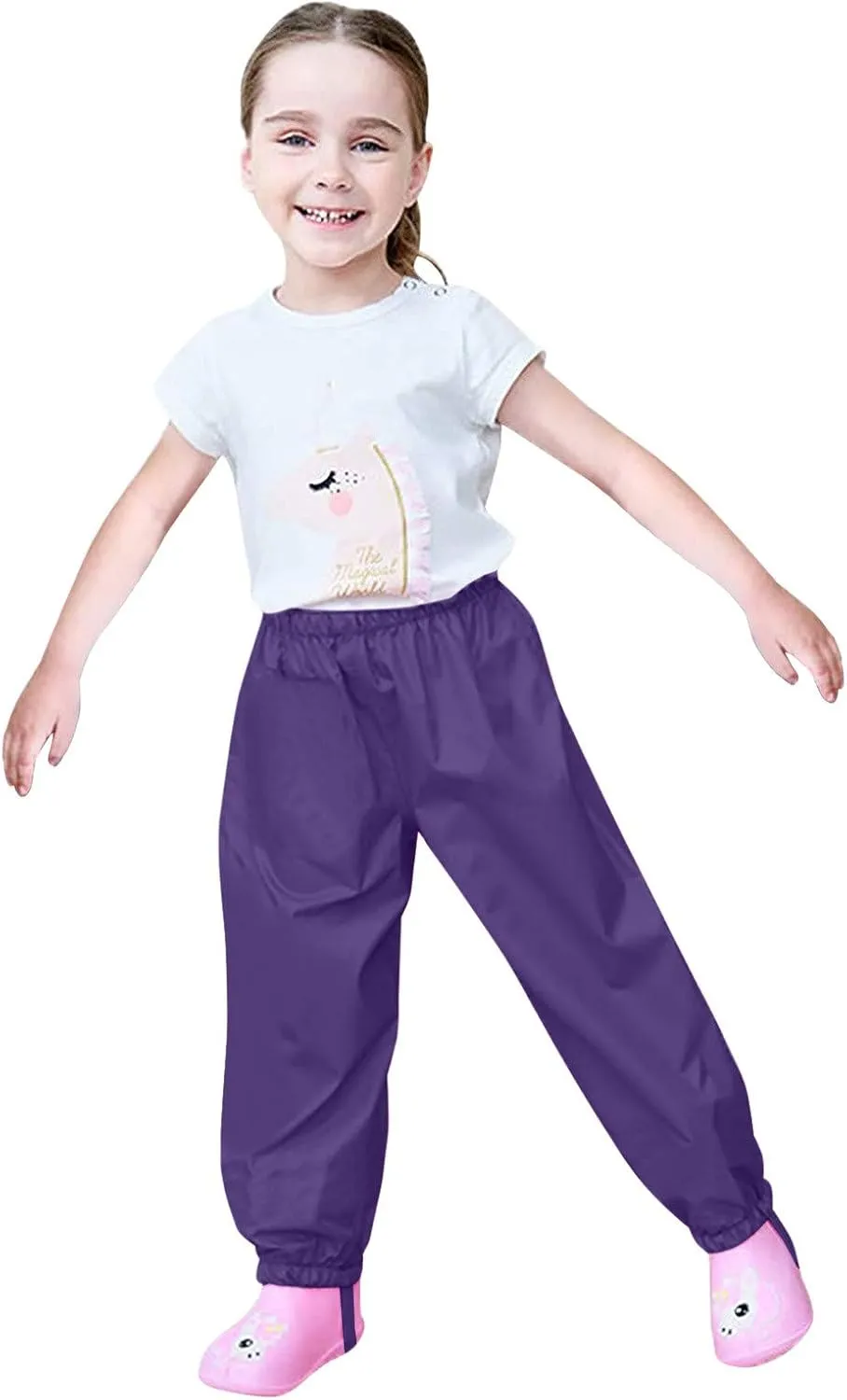 Kids Clothes Toddler Waterproof Rain Pants Dirty Proof Windbreak Cute Outwear Mud Pants for Boys Girls