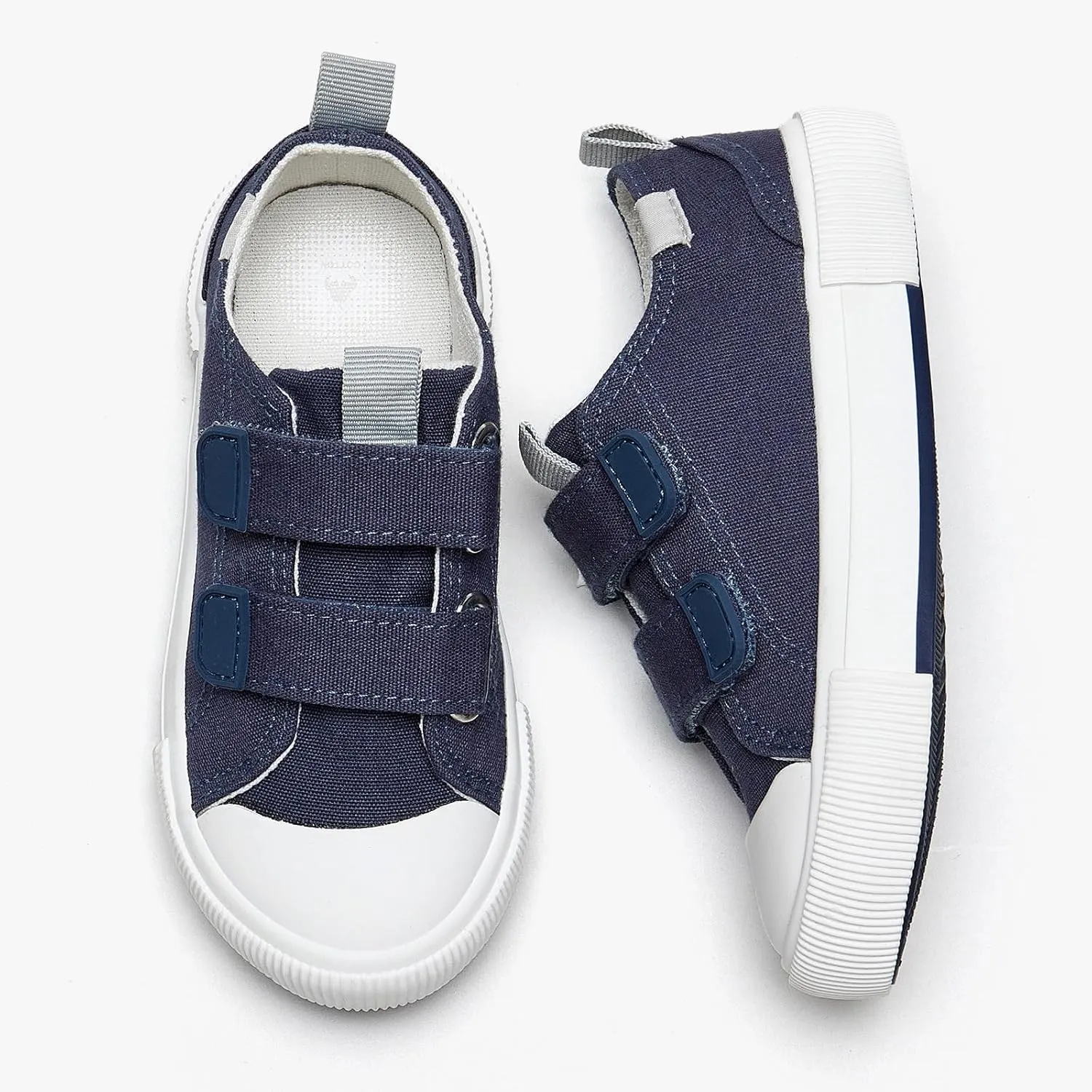 Kids Low Top Canvas Sneaker with Adjustable Hook and Loop Straps