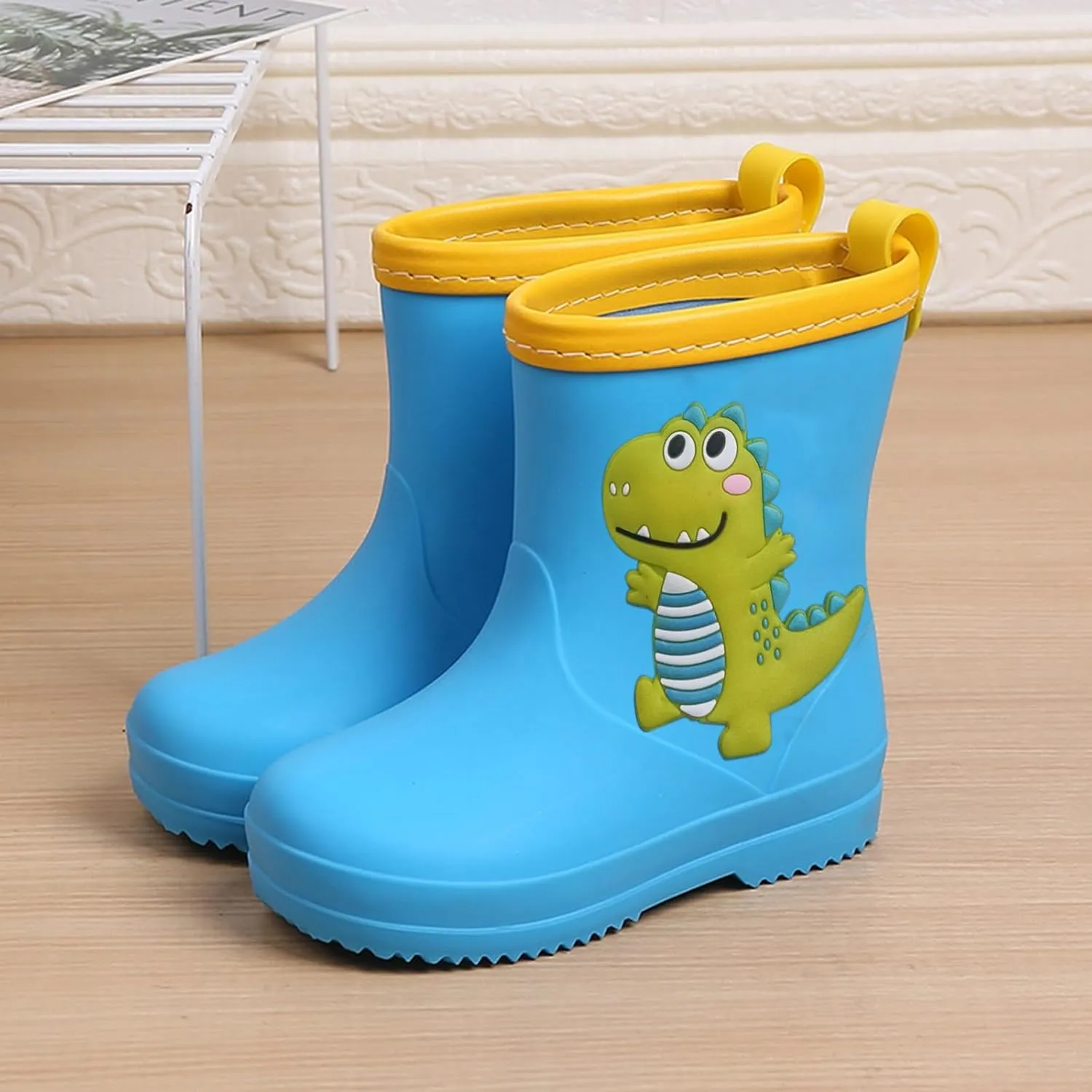 Kids Rain Boots for Girls Boys Toddler Waterproof Cute Cartoon Dinosaur Rain Shoes with Anti Slip Rubber Sole