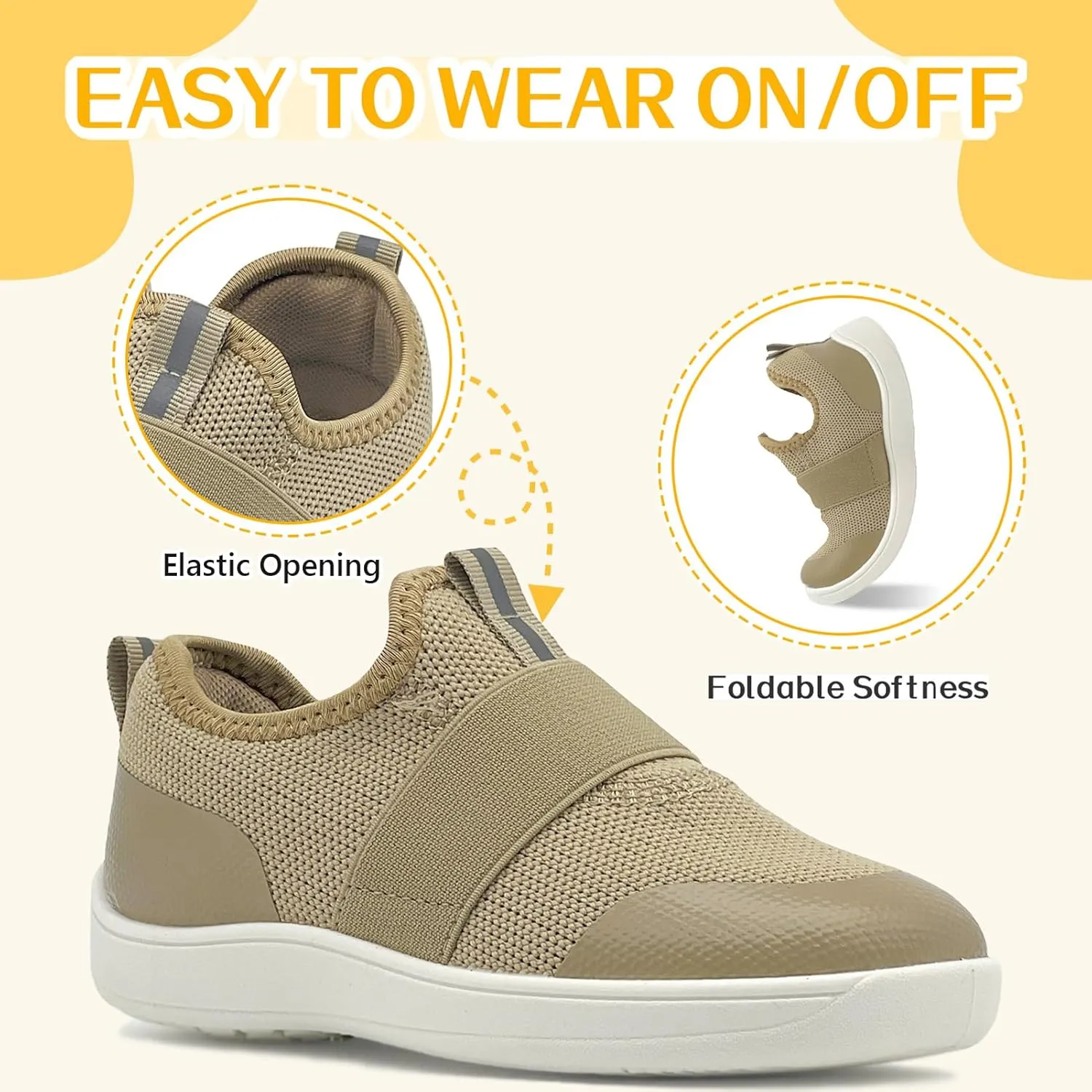 Kids Sneakers for Boys Girls Slip On Wide Toe Box Barefoot Shoes Toddler Minimalist Zero Drop Sneakers Breathable Tennis Walking Shoes
