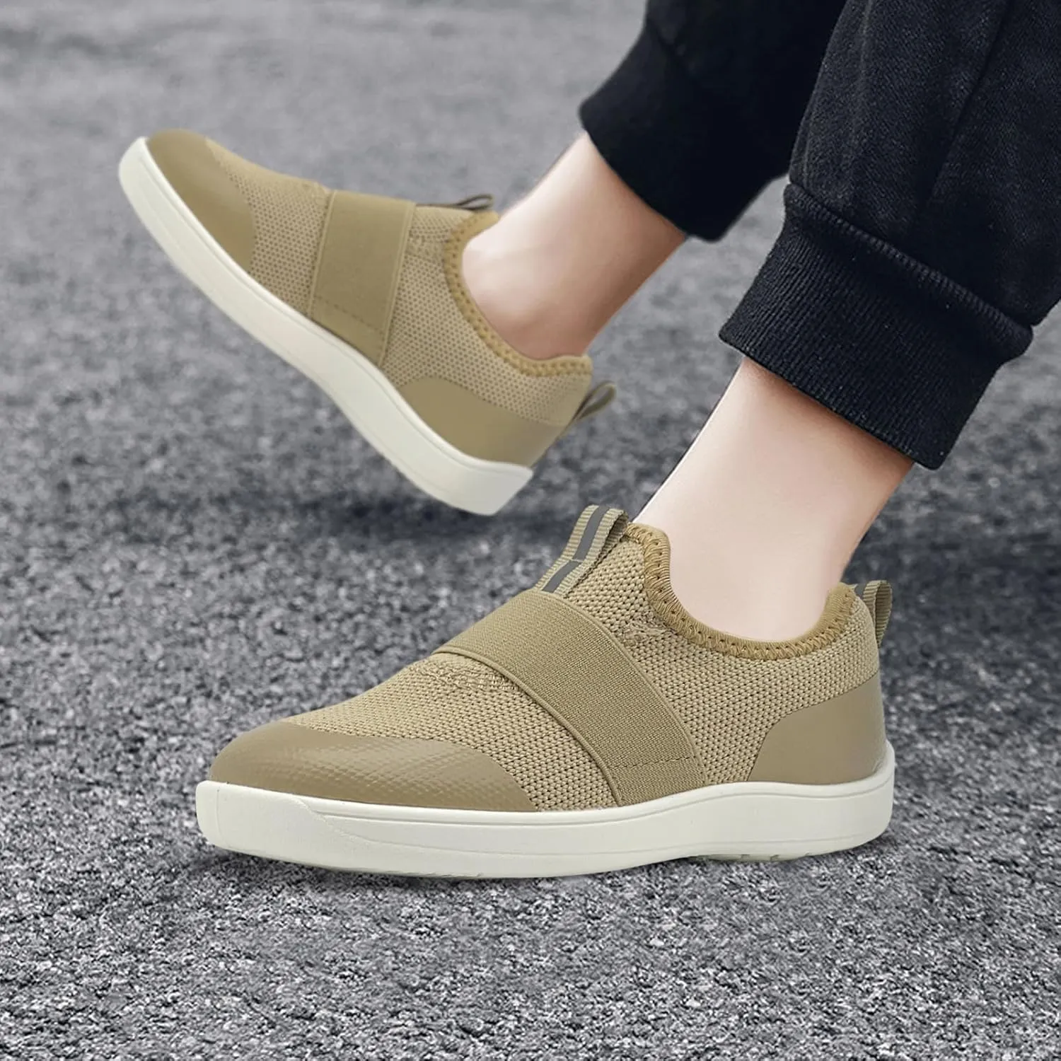Kids Sneakers for Boys Girls Slip On Wide Toe Box Barefoot Shoes Toddler Minimalist Zero Drop Sneakers Breathable Tennis Walking Shoes