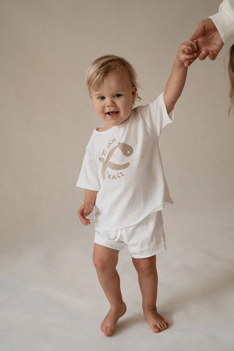 KIDS TEACH PEACE TEE - CREAM