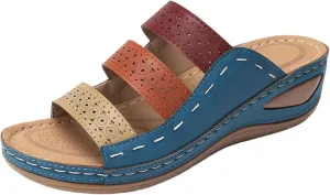 Ladmiple Sandals Women Wedge Slip On Comfort Orthotic Walking Slides Open Toe Arch Support Summer Orthopedic Flip Flops