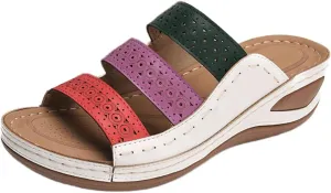 Ladmiple Sandals Women Wedge Slip On Comfort Orthotic Walking Slides Open Toe Arch Support Summer Orthopedic Flip Flops