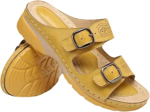 Ladmiple Sandals Women Wedge Slip On Comfort Walking Orthopedic Flip Flops Dressy Summer Orthotic Slides with Arch Support