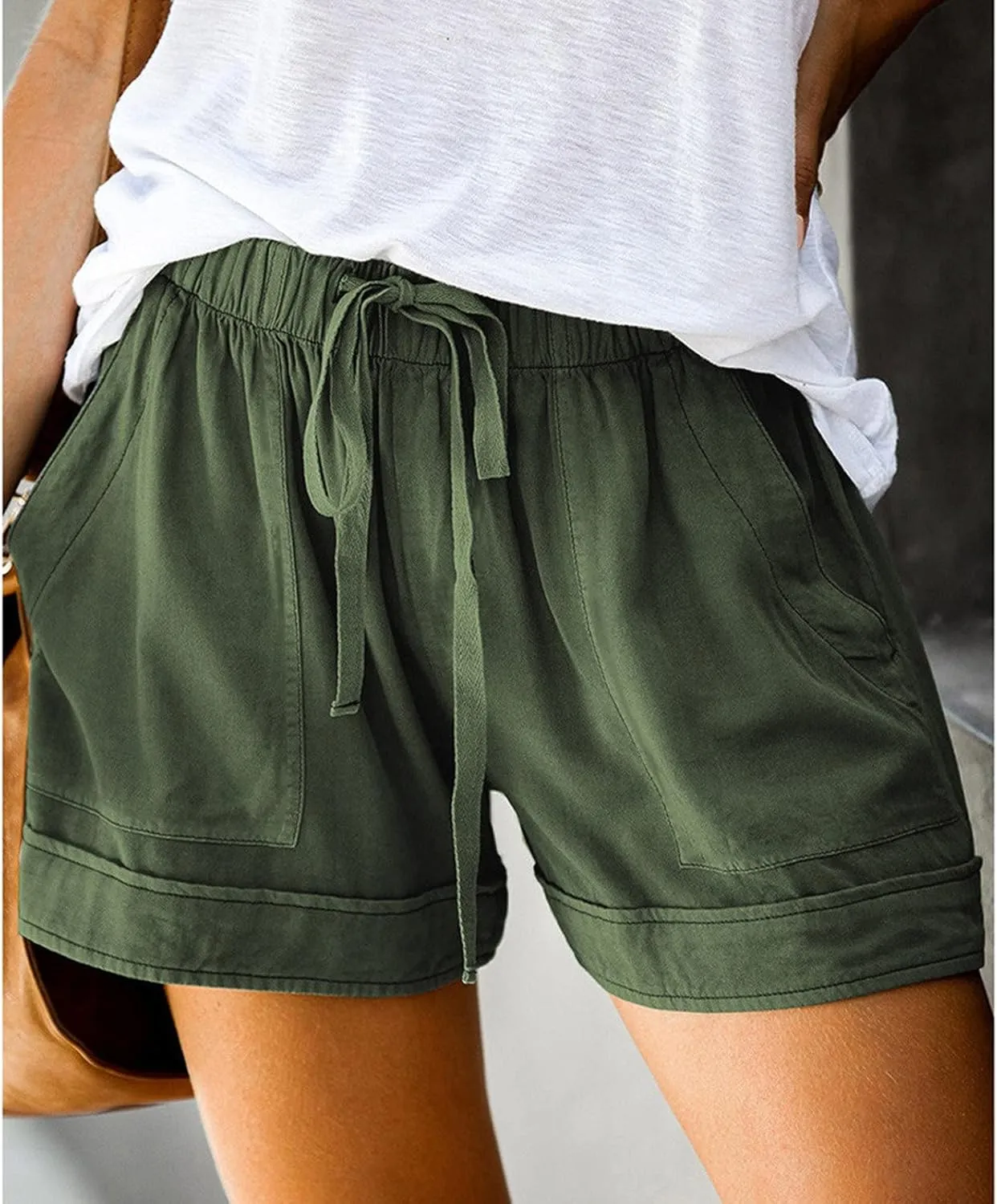 LCMTWX Flowy Shorts Waist Pants Shorts Loose Elastic Pocketed Womens Casual Drawstring Pants Flowy Shorts Jean Shorts Short