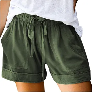 LCMTWX Flowy Shorts Waist Pants Shorts Loose Elastic Pocketed Womens Casual Drawstring Pants Flowy Shorts Jean Shorts Short
