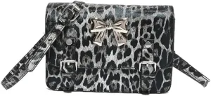 Leopard Print Bowknot Messenger Bag Vintage Cheetah Print Crossbody Square Bag Women Shoulder Satchel Evening Bag