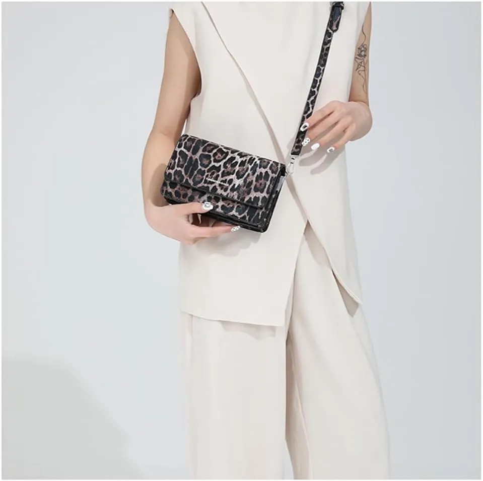 Leopard Print Crossbody Bag Cheetah Print Hobo Satchel Square Bag Y2k Leopard Messenger Bag Cheetah Print Evening Bag