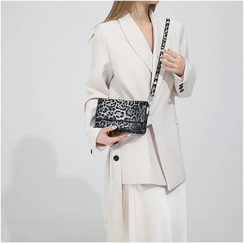 Leopard Print Crossbody Bag Cheetah Print Hobo Satchel Square Bag Y2k Leopard Messenger Bag Cheetah Print Evening Bag