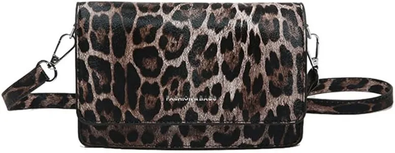 Leopard Print Crossbody Bag Cheetah Print Hobo Satchel Square Bag Y2k Leopard Messenger Bag Cheetah Print Evening Bag