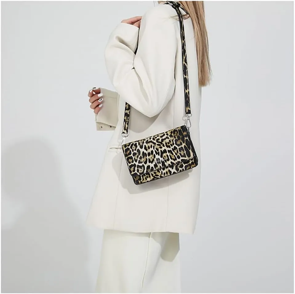 Leopard Print Crossbody Bag Cheetah Print Hobo Satchel Square Bag Y2k Leopard Messenger Bag Cheetah Print Evening Bag