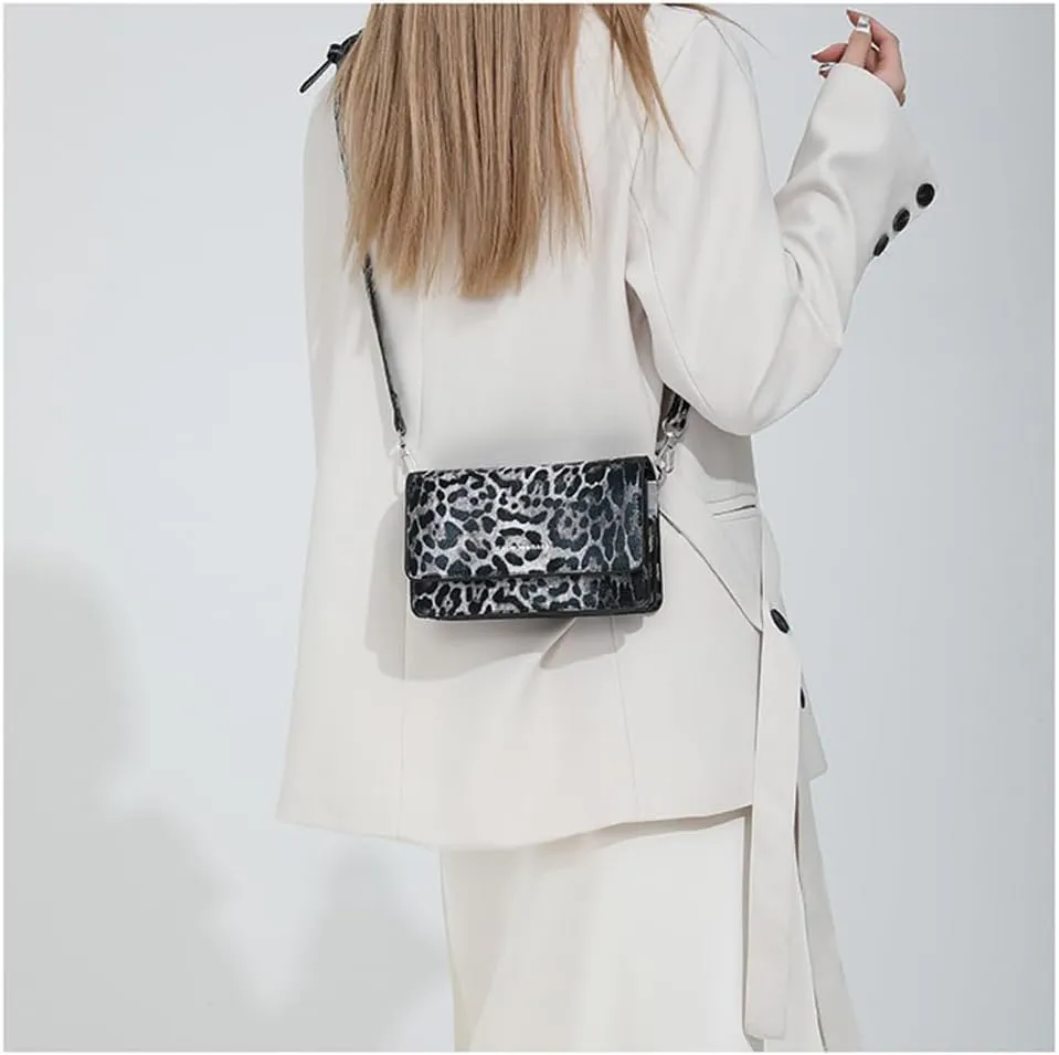 Leopard Print Crossbody Bag Cheetah Print Hobo Satchel Square Bag Y2k Leopard Messenger Bag Cheetah Print Evening Bag