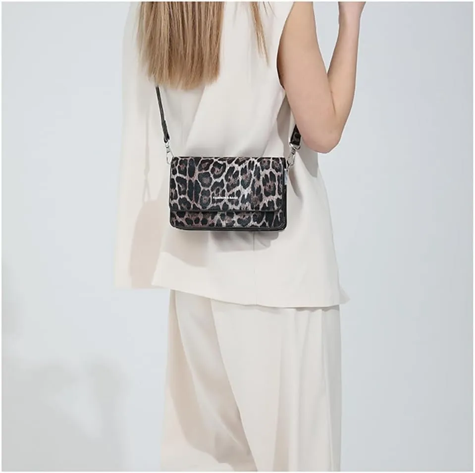 Leopard Print Crossbody Bag Cheetah Print Hobo Satchel Square Bag Y2k Leopard Messenger Bag Cheetah Print Evening Bag