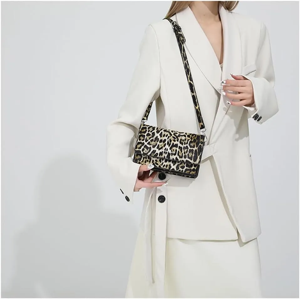 Leopard Print Crossbody Bag Cheetah Print Hobo Satchel Square Bag Y2k Leopard Messenger Bag Cheetah Print Evening Bag