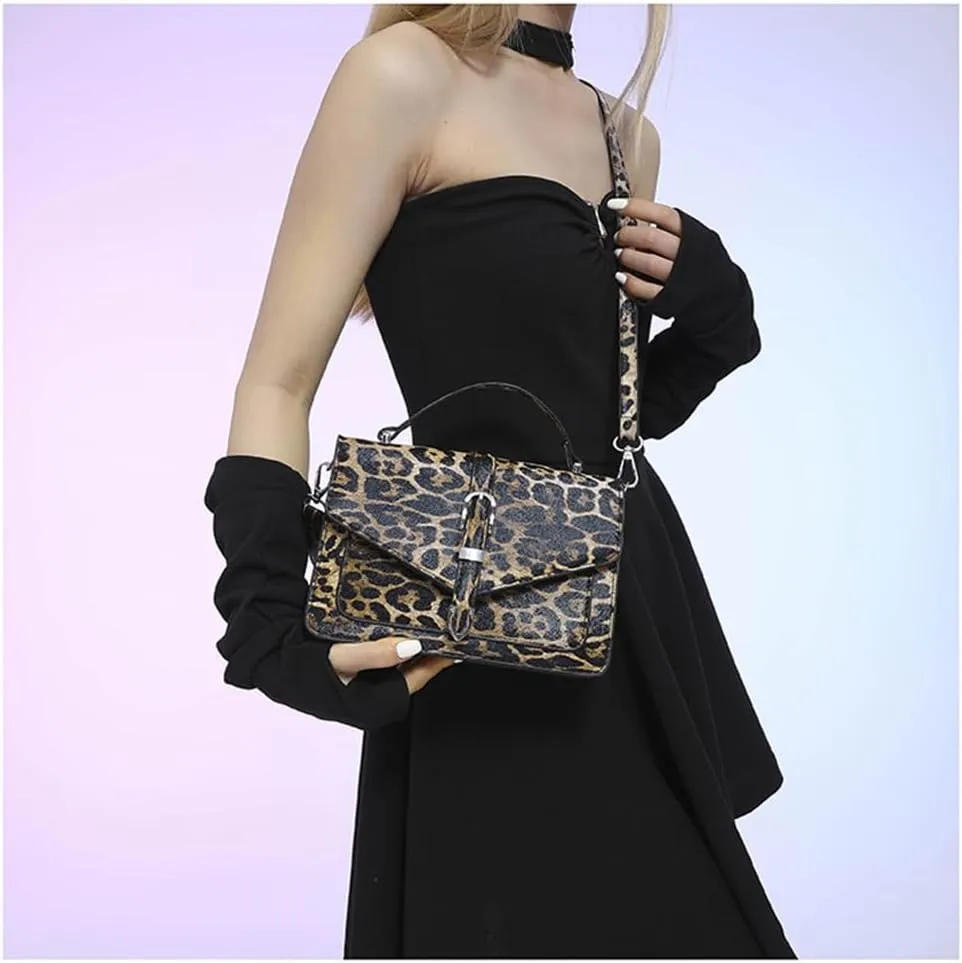 Leopard Print Satchel Square Handbag Cheetah Print Top Handle Bag Crossbody Tote Bag Leopard Shoulder Bag for Women