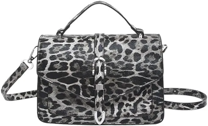 Leopard Print Satchel Square Handbag Cheetah Print Top Handle Bag Crossbody Tote Bag Leopard Shoulder Bag for Women