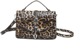 Leopard Print Satchel Square Handbag Cheetah Print Top Handle Bag Crossbody Tote Bag Leopard Shoulder Bag for Women