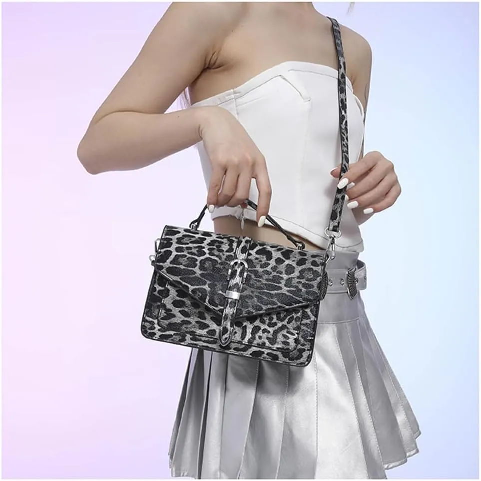 Leopard Print Satchel Square Handbag Cheetah Print Top Handle Bag Crossbody Tote Bag Leopard Shoulder Bag for Women