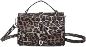 Leopard Print Satchel Square Handbag Cheetah Print Top Handle Bag Crossbody Tote Bag Leopard Shoulder Bag for Women