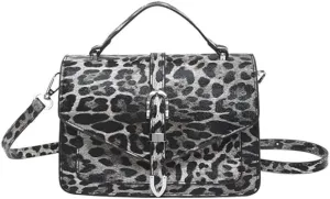 Leopard Print Satchel Square Handbag Cheetah Print Top Handle Bag Crossbody Tote Bag Leopard Shoulder Bag for Women